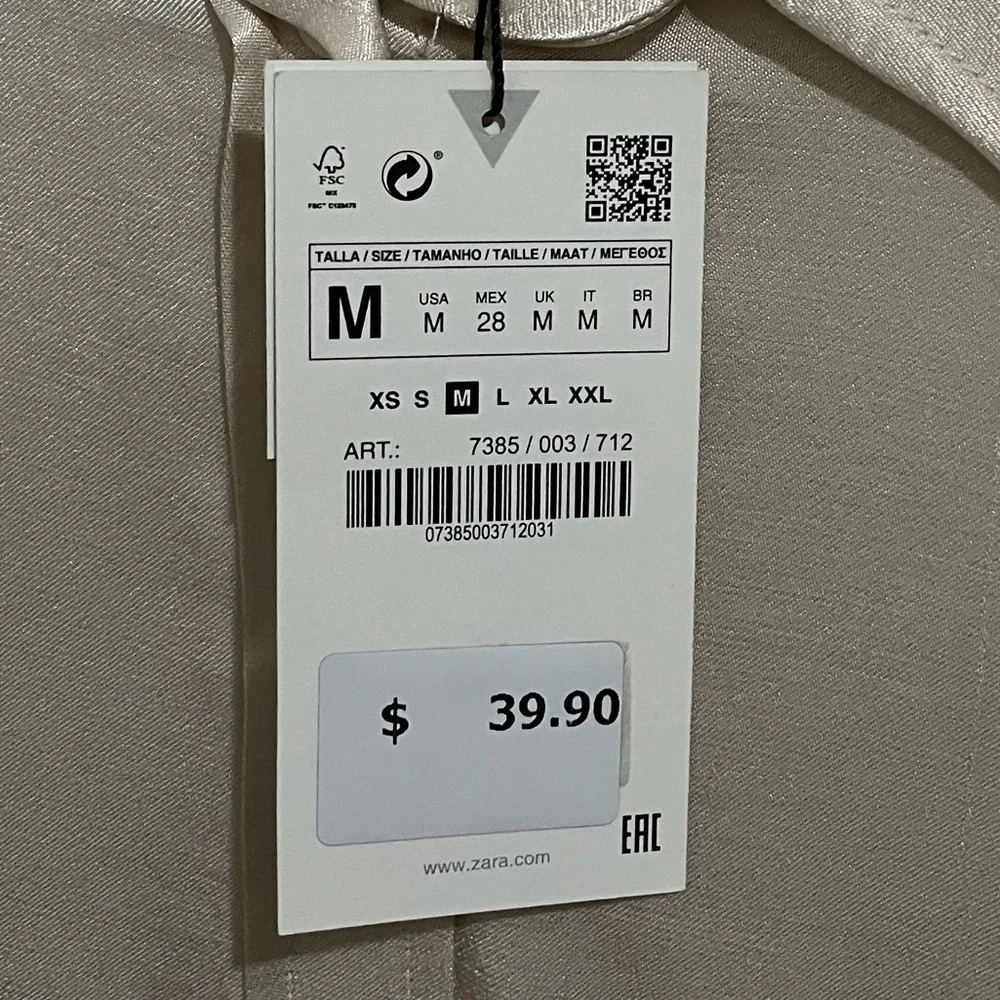 Zara Cream Button Down Shirt - Picture 2 of 5